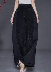 Bohemian Black Side Open Chiffon Wide Leg Pants Summer