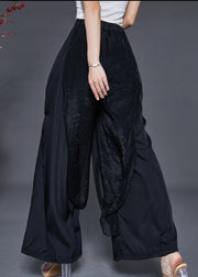 Bohemian Black Side Open Chiffon Wide Leg Pants Summer