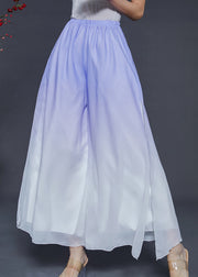 Bohemian Blue Gradient Color Chiffon Wide Leg Pants Summer