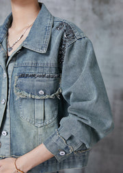 Bohemian Blue Oversized Denim Coat Fall