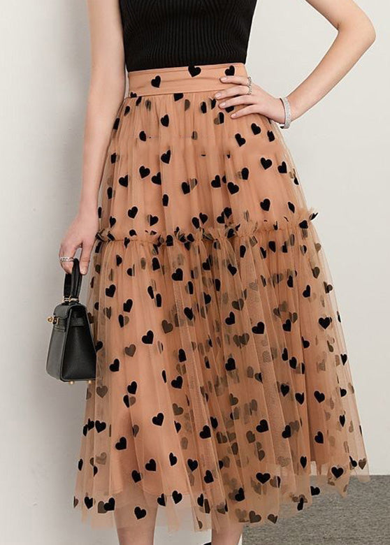 Bohemian Chocolate Patchwork Loving Heart Dot Tulle Skirt Spring