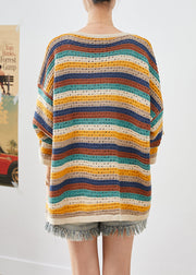 Bohemian Colorblock Oversized Striped Knit Top Fall