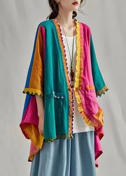 Bohemian Colorblock Ruffled Patchwork Cotton Cardigan Summer