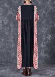 Bohemian Colorblock Ruffled Patchwork Cotton Maxi Dresses Summer