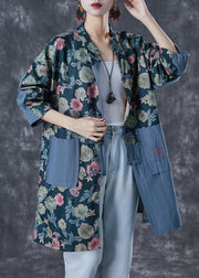 Bohemian Embroidered Patchwork Print Linen Coat Outwear Fall