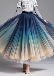 Bohemian Gradient Color Exra Large Hem Tulle Skirt Fall