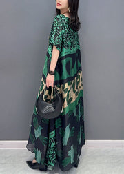 Bohemian black cashew nuts O Neck Pockets Print Patchwork Silk Long Dresses Summer