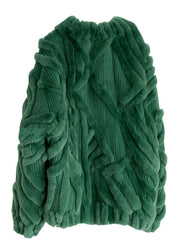 Bohemian Green O-Neck Thick Cable Knit Sweater Fall