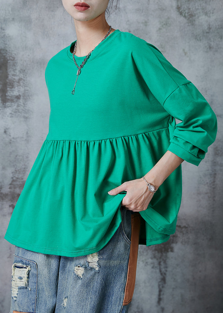 Bohemian Green Oversized Cotton Sweatshirts Top Fall