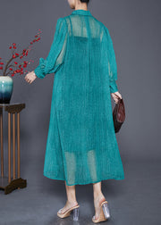 Bohemian Green Oversized Draping Chiffon Two Pieces Set Summer