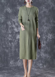 Bohemian Green Slim Fit Knit Long Dress Fall