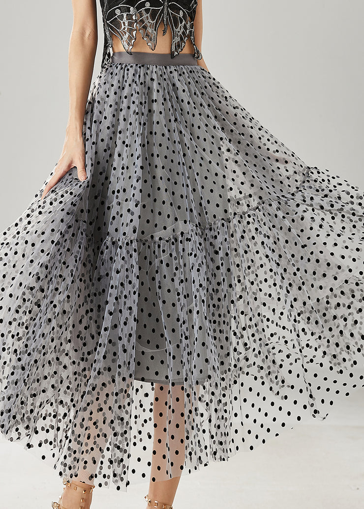 Bohemian Grey Dot Patchwork Tulle Skirts Summer