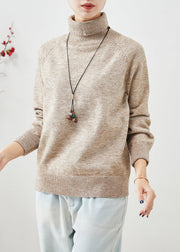 Bohemian Khaki Turtle Neck Silm Fit Knit Short Sweater Winter