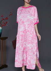 Bohemian Pink Oversized Print Cotton Dress Summer