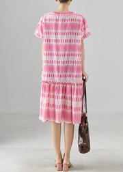 Bohemian Pink Print Cotton Mini Dresses Summer