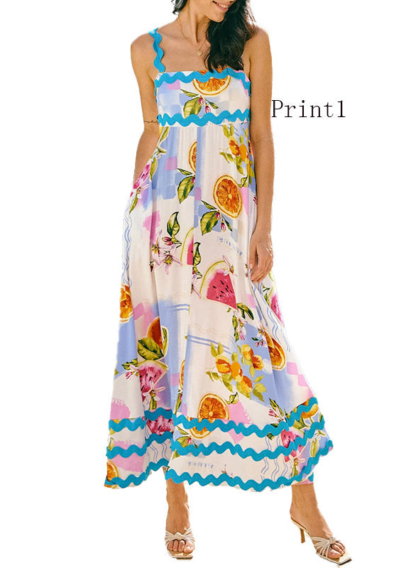 Bohemian Print Holiday Spaghetti Strap Dress Sleeveless