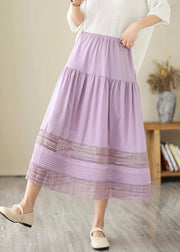 Bohemian Purple Hollow Out Patchwork Cotton Skirts Summer