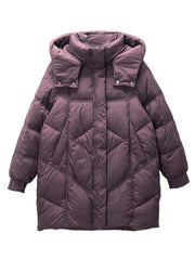 Bohemian Purple Hooded Warm Duck Down Down Coat Winter