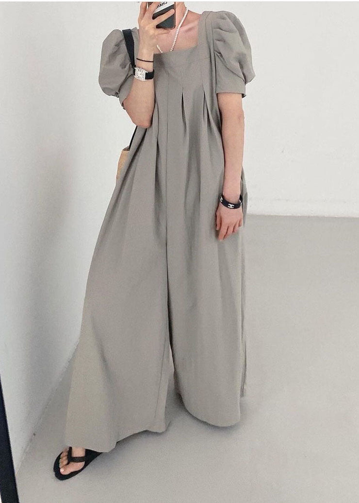 Bohemian Rose Square Collar Oversized Linen Jumpsuits Wide Leg Pants Summer