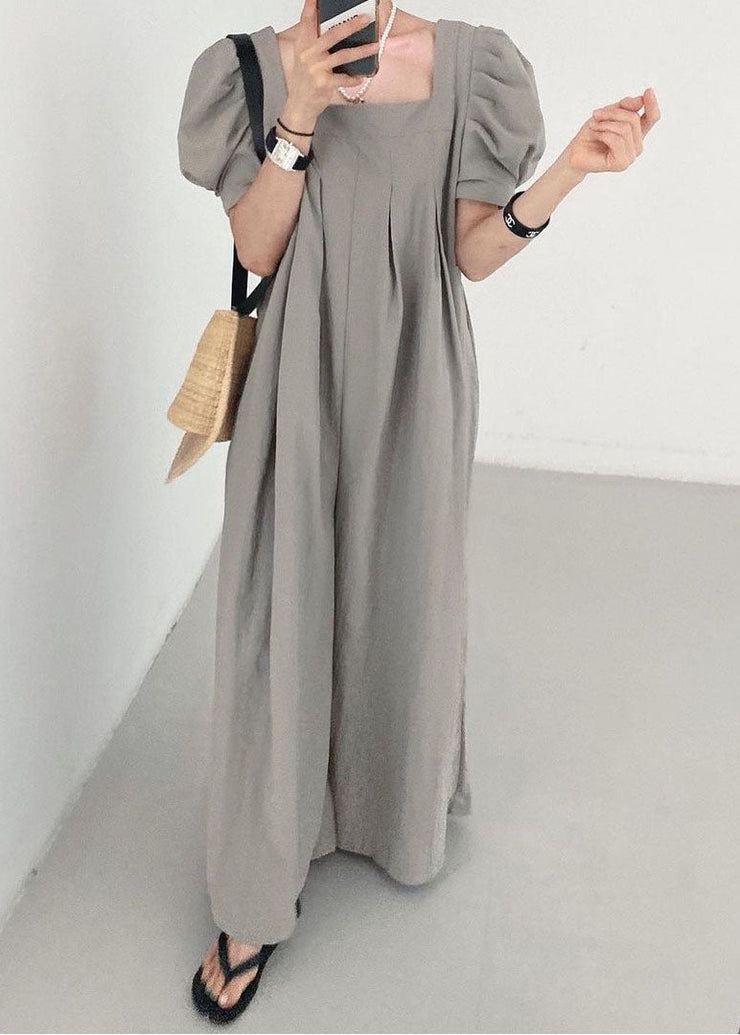 Bohemian Rose Square Collar Oversized Linen Jumpsuits Wide Leg Pants Summer