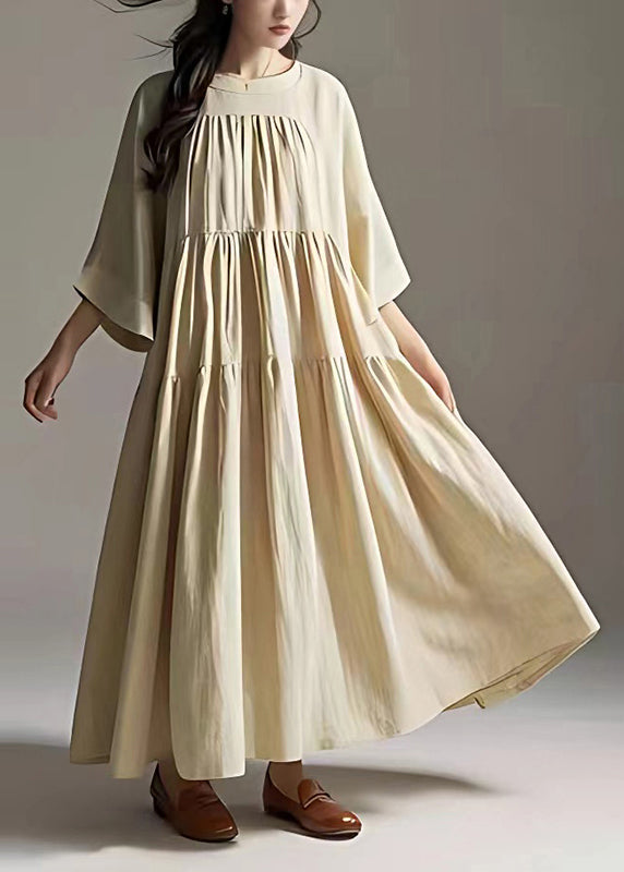 Bohemian White Oversized Wrinkled Linen Ankle Dress Summer