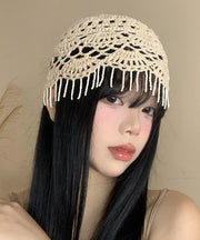 Boho Beige Tassel Hollow Out Knit Boonie Hat