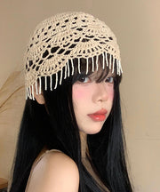 Boho Beige Tassel Hollow Out Knit Boonie Hat