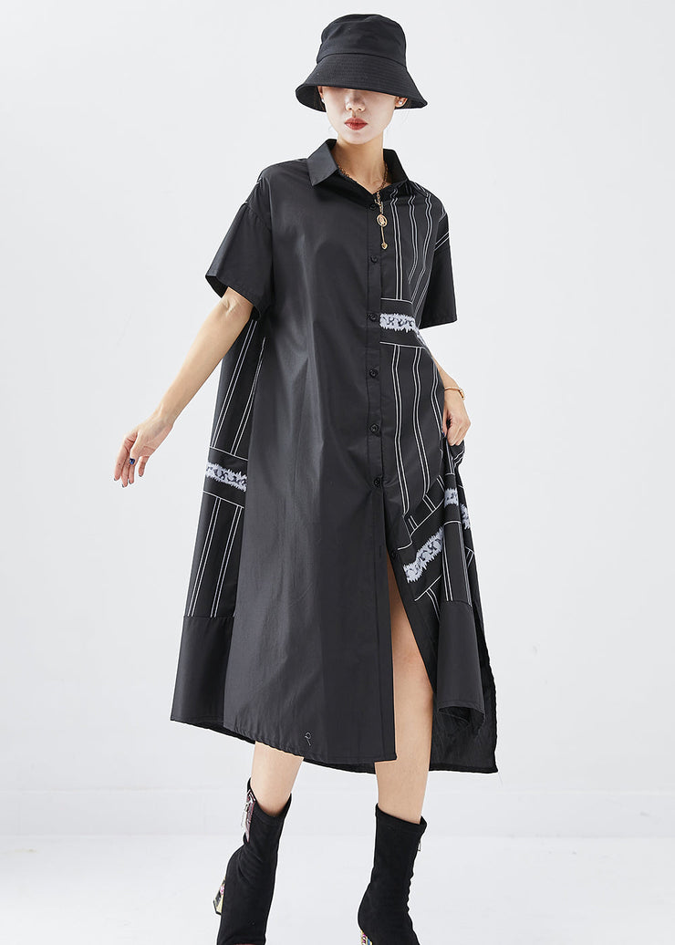 Boho Black Asymmetrical Patchwork Cotton Dress Summer