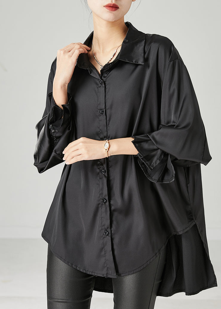 Boho Black Oversized draping Chiffon Blouses Spring