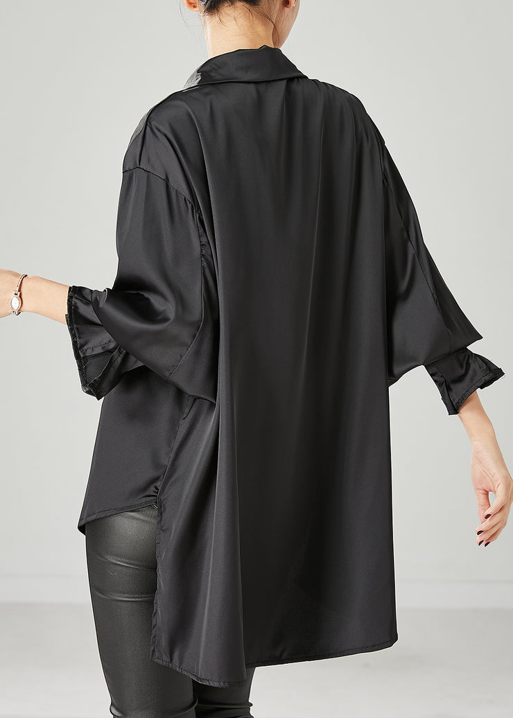 Boho Black Oversized draping Chiffon Blouses Spring