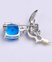 Boho Blue Copper Zircon Gem Stone Little Bird Brooches