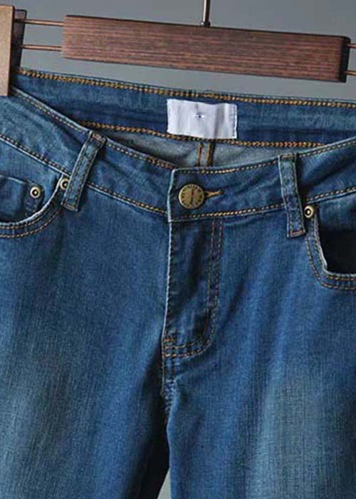 Boho Blue High Waist Slim Fit Denim Flared Trousers Summer