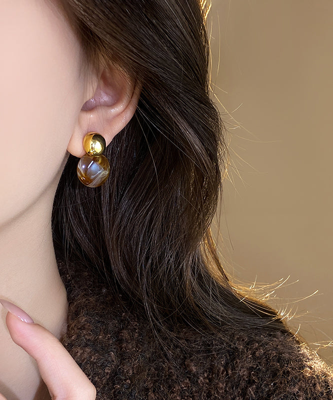 Boho Coffee Copper Alloy Planchet Stud Earrings