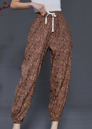 Boho Coffee Jacquard Chiffon Harem Pants Summer