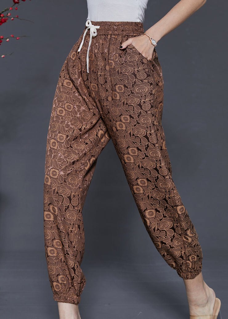 Boho Coffee Jacquard Chiffon Harem Pants Summer