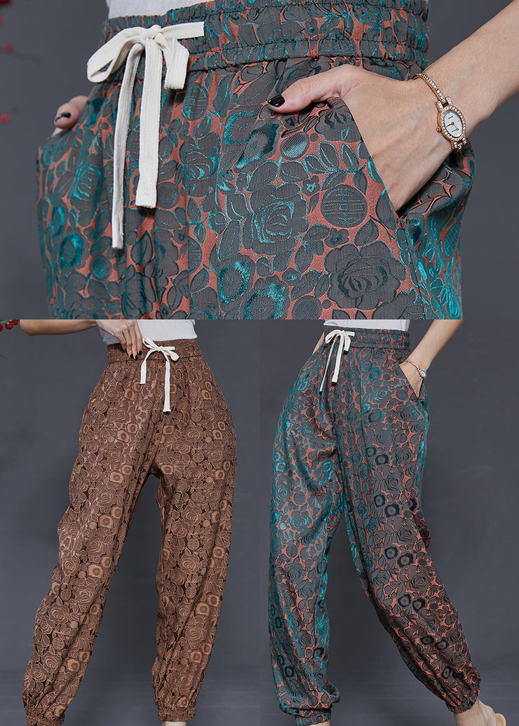 Boho Coffee Jacquard Chiffon Harem Pants Summer