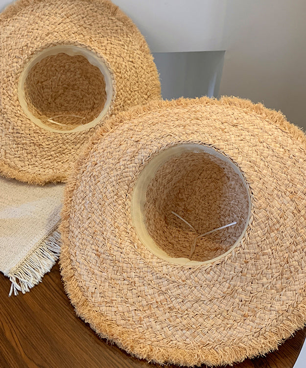 Boho Flower Brim Seaside Vacation Straw Woven Floppy Sun Hat