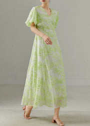 Boho Fluorescent Green Embroidered Silk Holiday Dresses Summer