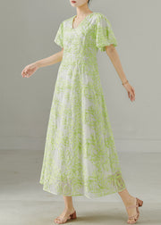 Boho Fluorescent Green Embroidered Silk Holiday Dresses Summer