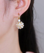 Boho Gold Alloy Pearl Zircon Drop Earrings