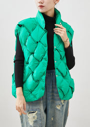 Boho Grass Green Plaid Duck Down Down Vest Winter