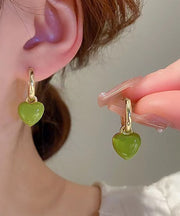 Boho Green Alloy Drip Oil Love Drop Earrings