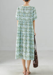 Boho Green Oversized Print Chiffon Vacation Dresses Summer