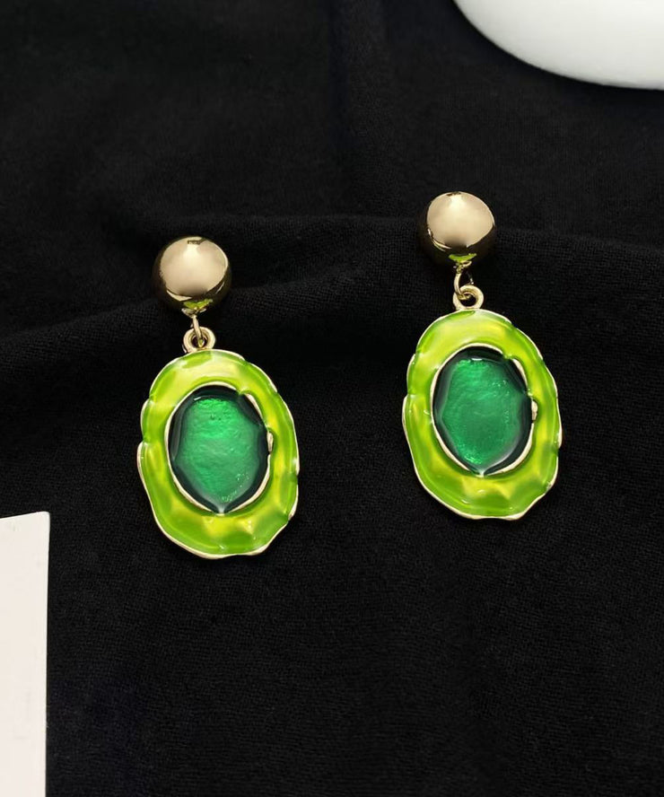 Boho Green Sterling Silver Alloy Pearl Drop Earrings