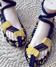 Boho Handmade Knit Fabric Hollow Out Walking Sandals