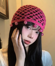 Boho Handmade Rose Hollow Out Bead Knit Boonie Hat