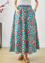 Boho Morning Glory Print Exra Large Hem Cotton Skirt Fall