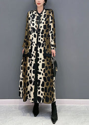 Boho Oversized Leopard Print Silk Long Dress Spring