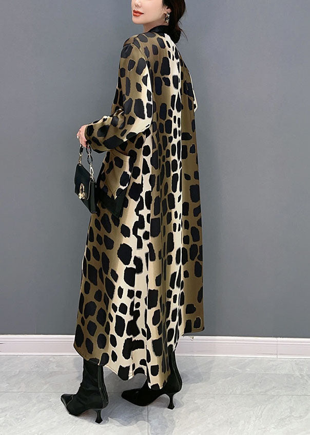 Boho Oversized Leopard Print Silk Long Dress Spring