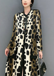 Boho Oversized Leopard Print Silk Long Dress Spring